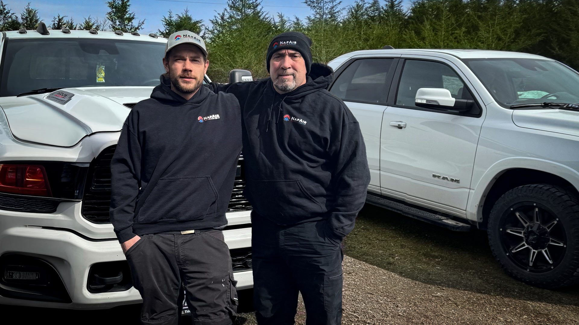 NapAir Heating and Cooling team with service trucks