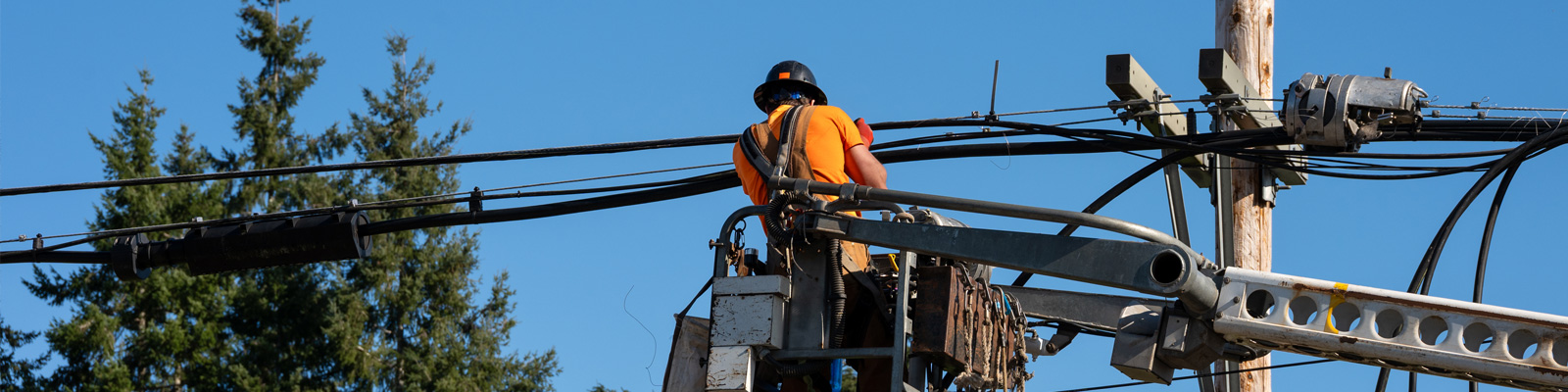 Overhead power line work