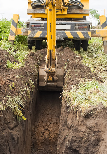 Trenching, excavation and rock drilling for utility work