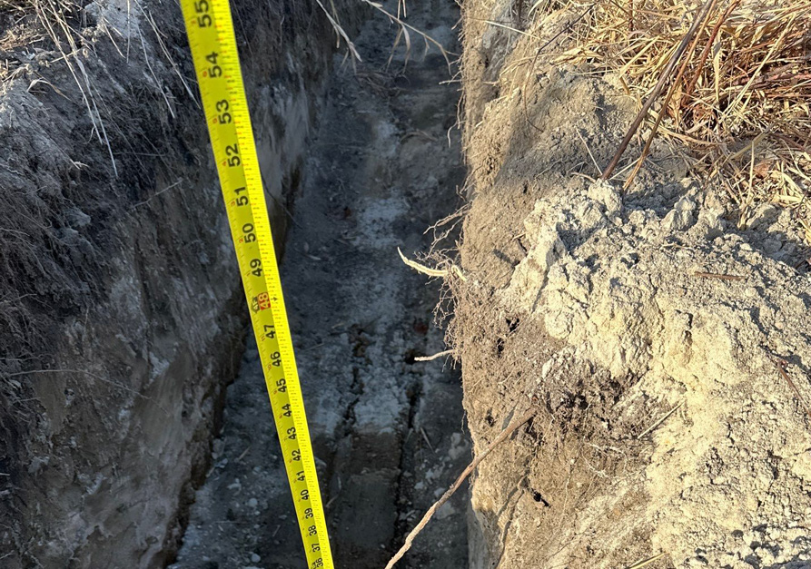 Underground power service route and trenching work